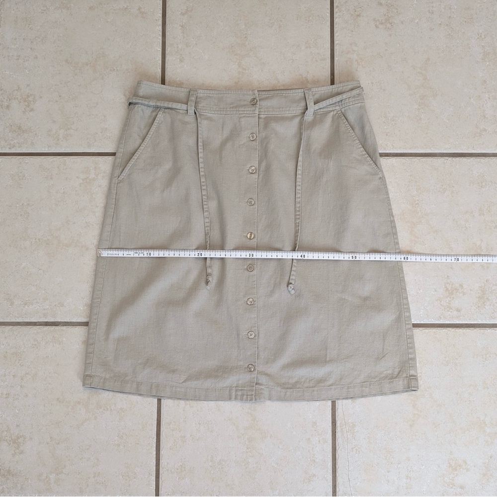 Eddie Bauer Linen & Cotton Size 14 Vintage Button Up A Line Tan Safari Skirt - Picture 9 of 14
